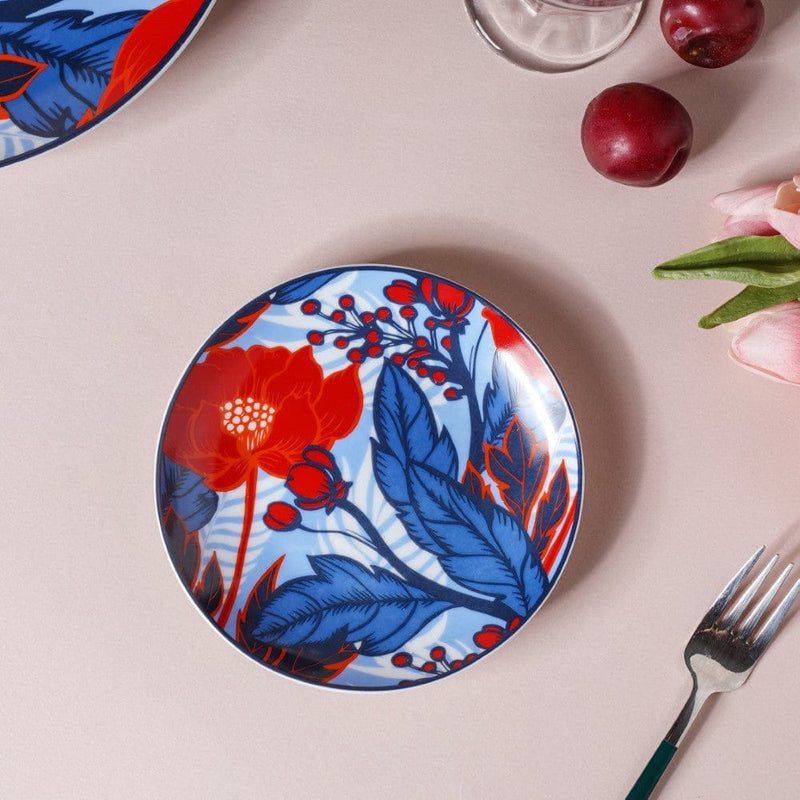 Poppy Printed Ceramic Dessert Plate 6 Inch - Serving plate, small plate, snacks plates | Plates for dining table & home decor