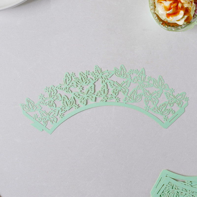 Mint Green Butterfly Lace Cupcake Wrapper