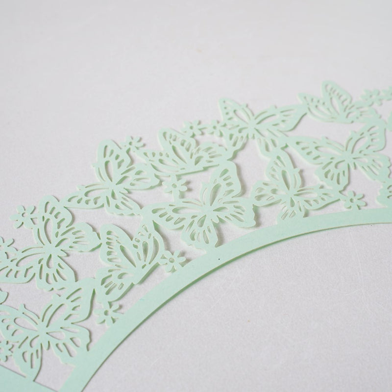 Mint Green Butterfly Lace Cupcake Wrapper
