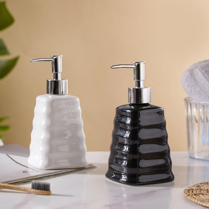 Abstract Ceramic Dispenser With Nozzle White 7 Inch