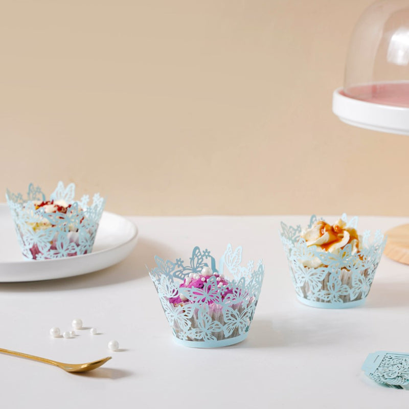 Blue Butterfly Lace Cupcake Wrapper
