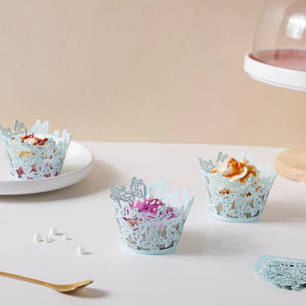 Blue Butterfly Lace Cupcake Wrapper