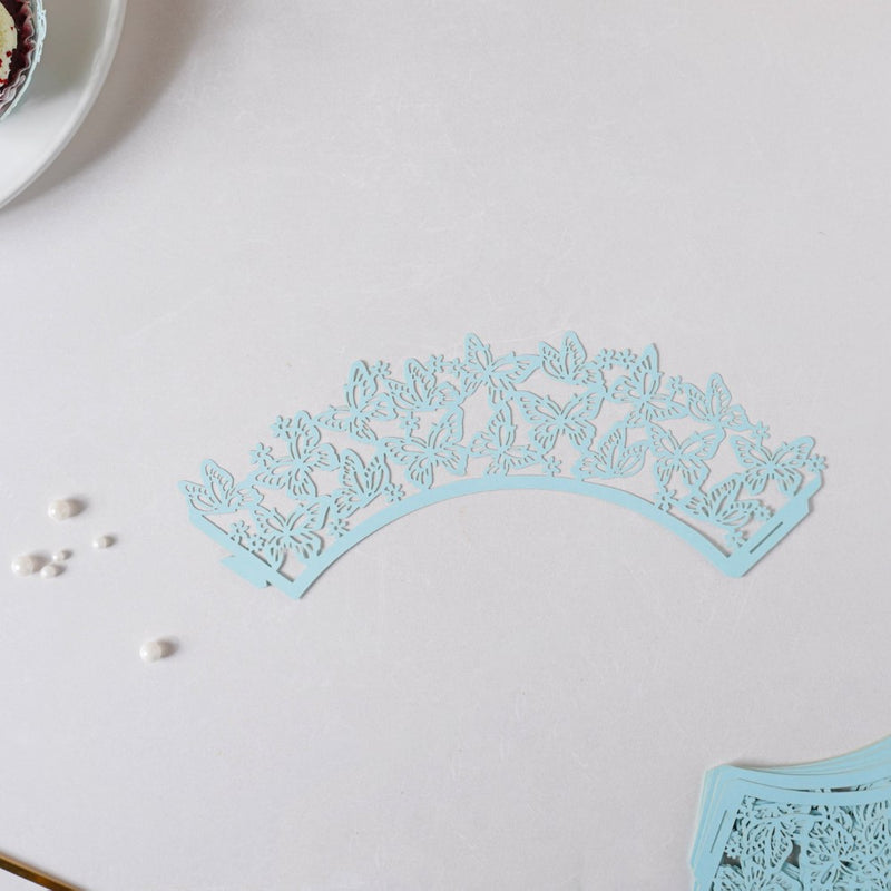 Blue Butterfly Lace Cupcake Wrapper