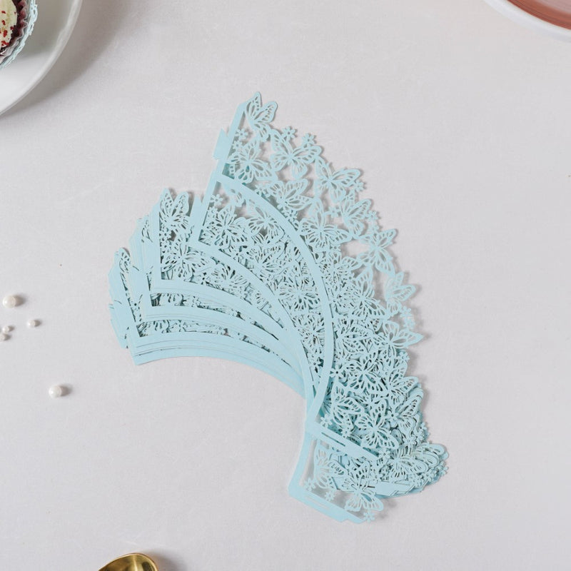 Blue Butterfly Lace Cupcake Wrapper