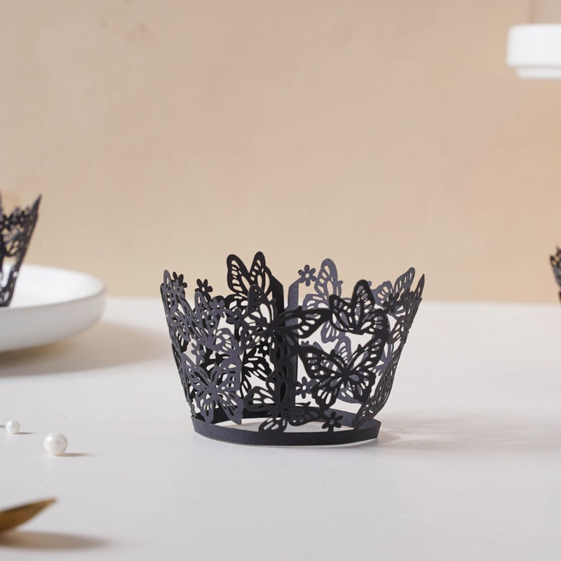 Black Butterfly Lace Cupcake Wrapper