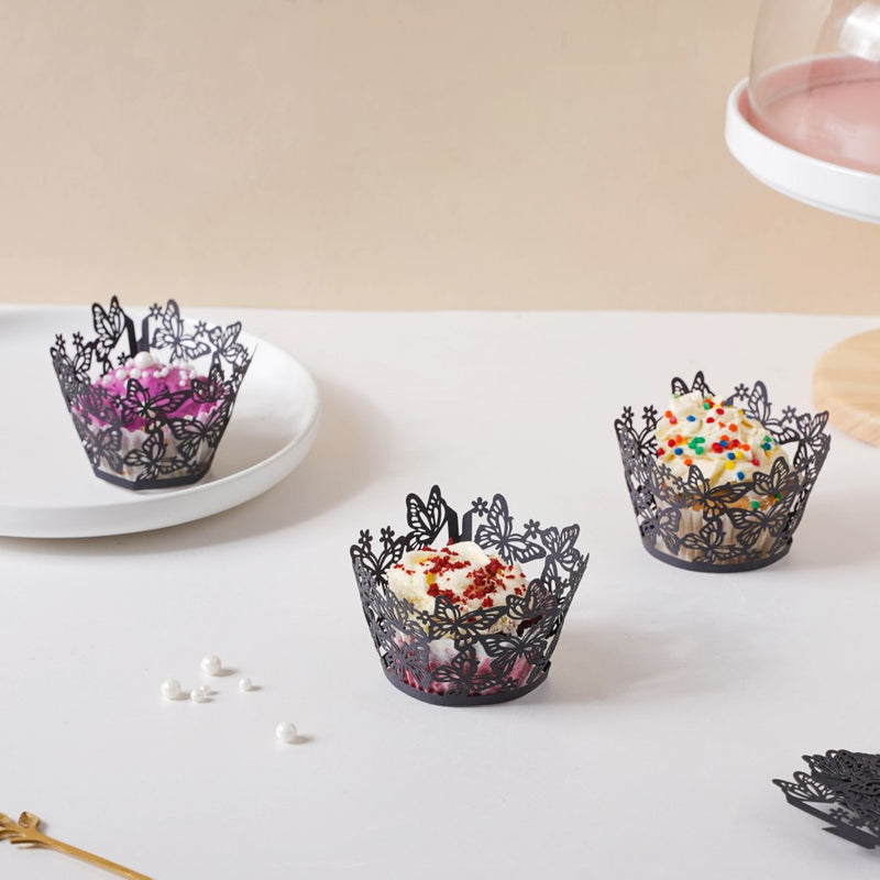 Black Butterfly Lace Cupcake Wrapper