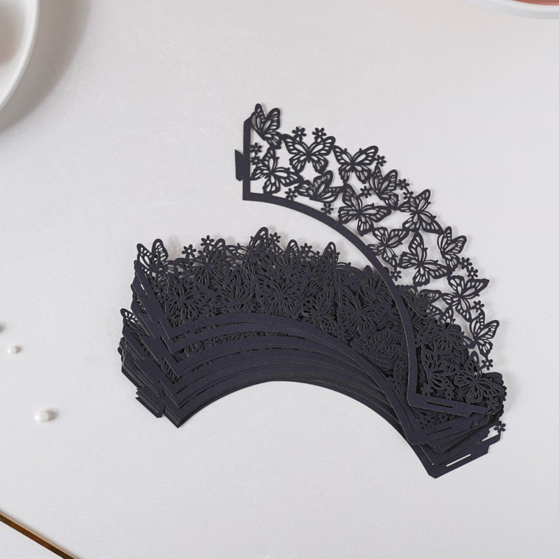 Black Butterfly Lace Cupcake Wrapper