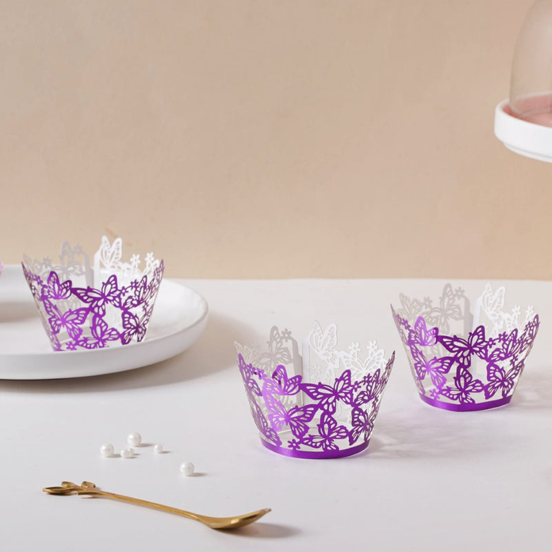Purple Butterfly Lace Cupcake Wrapper