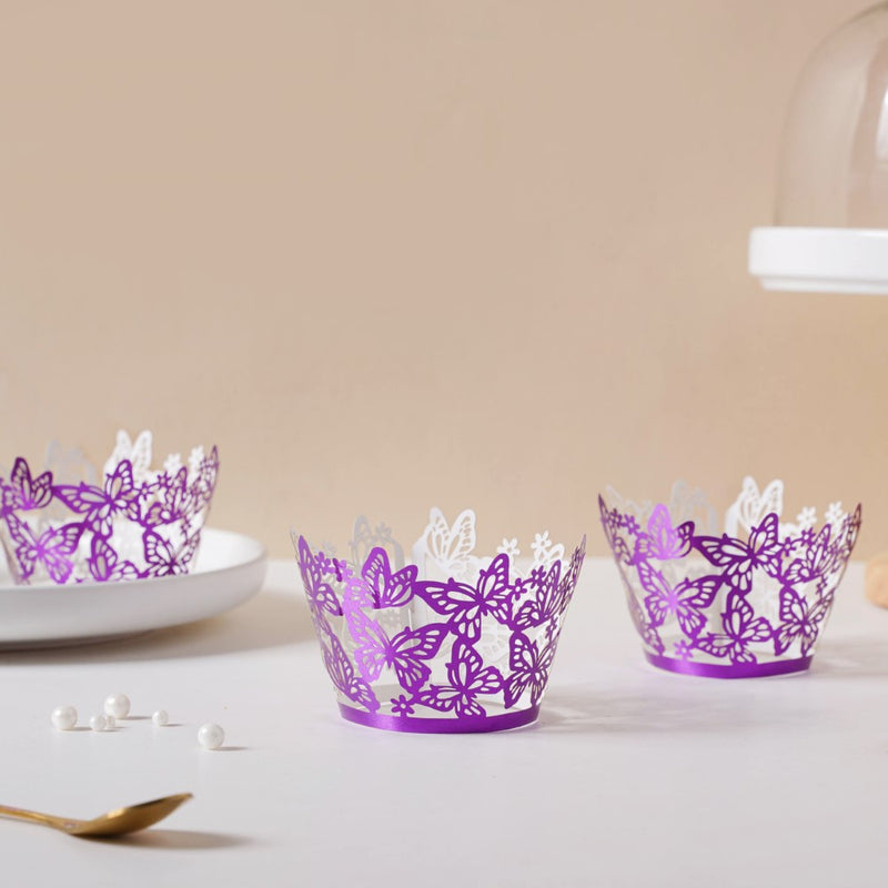 Purple Butterfly Lace Cupcake Wrapper