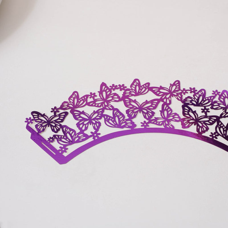 Purple Butterfly Lace Cupcake Wrapper