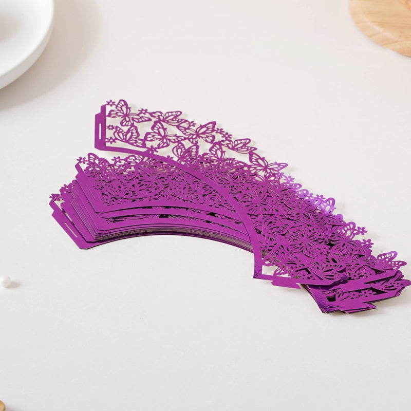 Purple Butterfly Lace Cupcake Wrapper