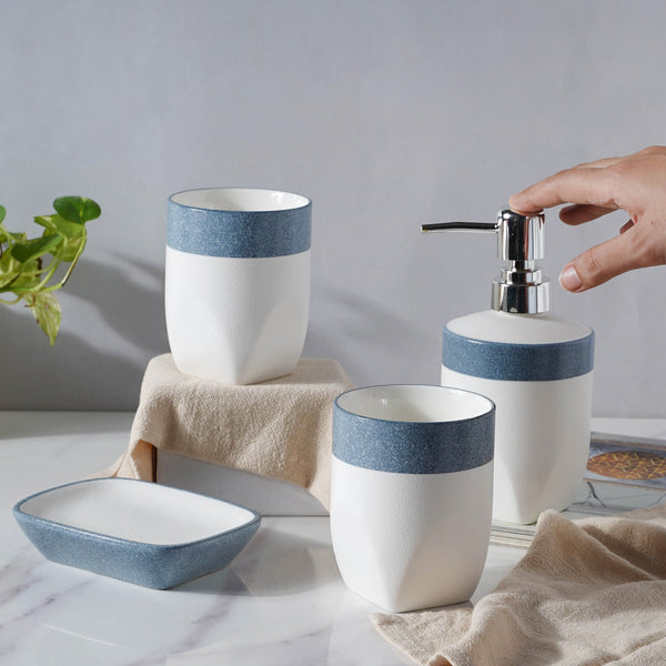 Ceramic Bath Set with a Blue Lining