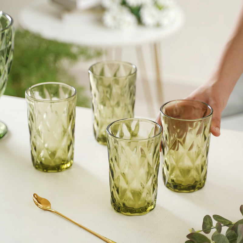 Green Water Tumbler Set of 4