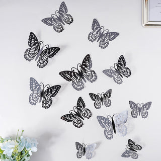 Black Butterfly 3D Wall Stickers Set Of 12