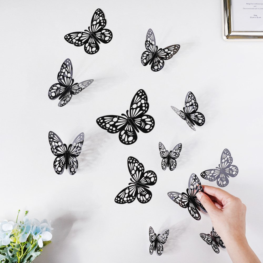 Black Butterfly 3D Wall Stickers Set Of 12