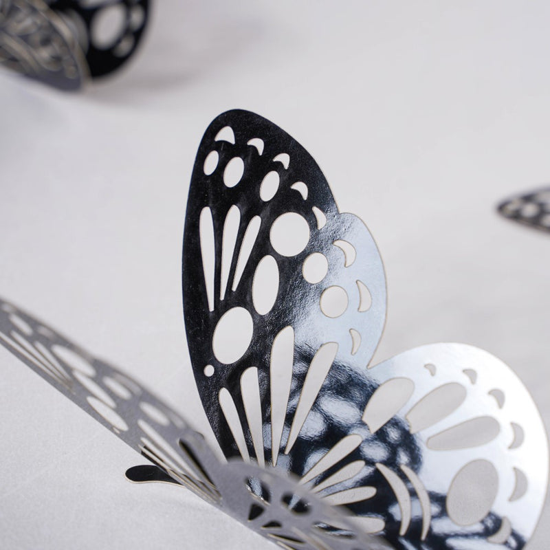 Black Foil Butterfly 3D Wall Stickers Set Of 12 - Wall stickers for wall decoration & wall design | Room decor items