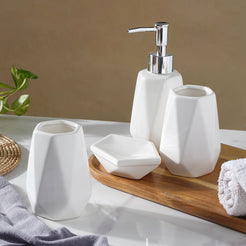 Geometric White Bath Set