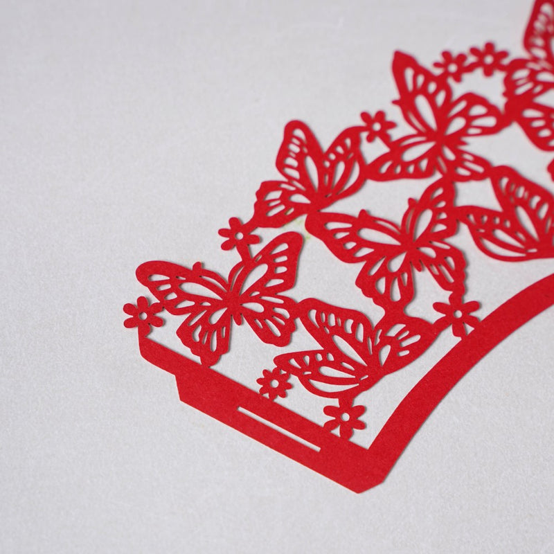 Red Butterfly Lace Cupcake Wrapper