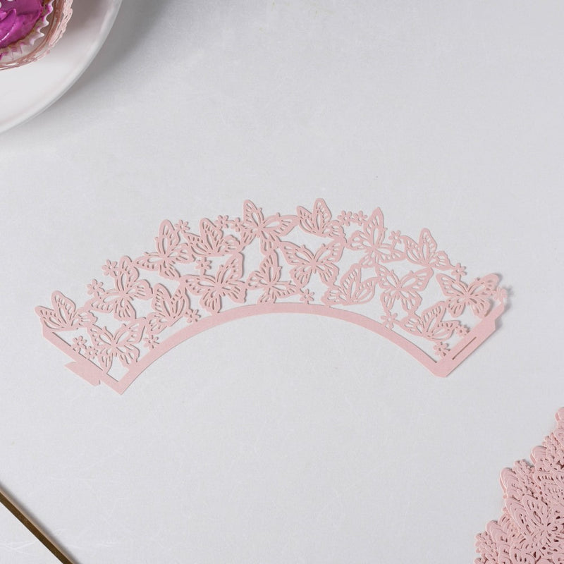 Pink Butterfly Lace Cupcake Wrapper