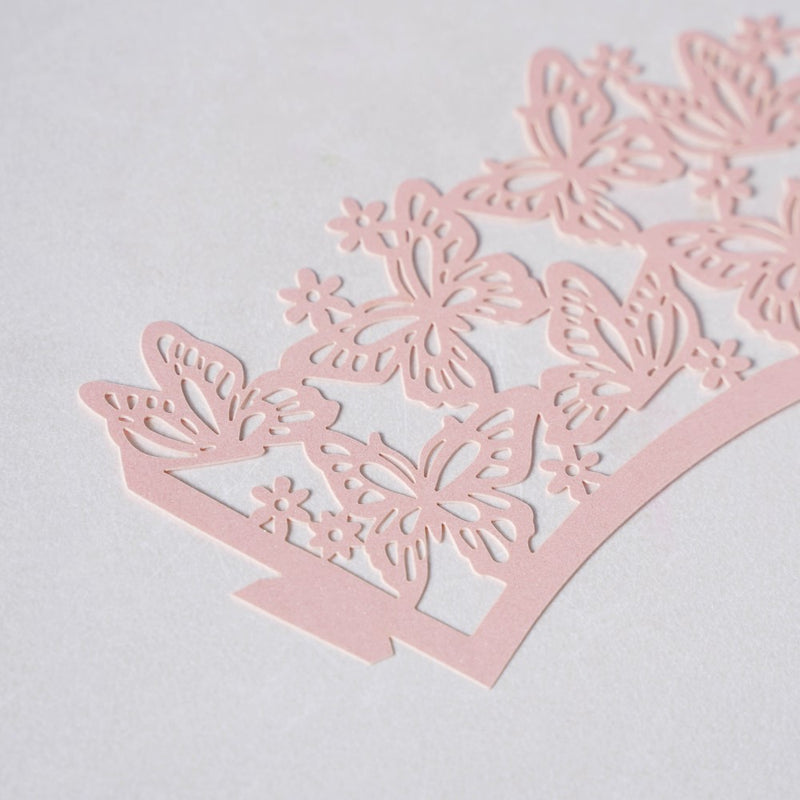 Pink Butterfly Lace Cupcake Wrapper