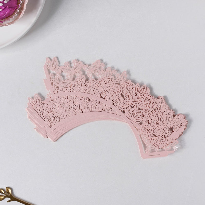 Pink Butterfly Lace Cupcake Wrapper