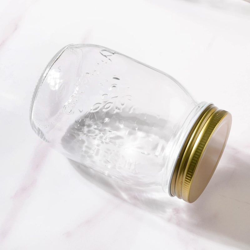 Storage Glass Jar With Gold Lid Set Of 6 450ml - Jar