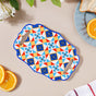 Moroccan Tile Pattern Platter Blue Orange 8 Inch - Ceramic platter, serving platter, fruit platter | Plates for dining table & home decor