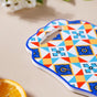 Moroccan Tile Pattern Platter Blue Orange 8 Inch - Ceramic platter, serving platter, fruit platter | Plates for dining table & home decor