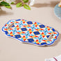 Moroccan Tile Pattern Platter Blue Orange 8 Inch - Ceramic platter, serving platter, fruit platter | Plates for dining table & home decor