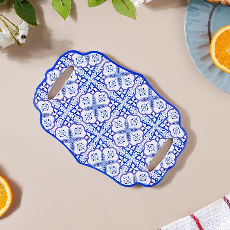 Turkish Ceramic Trivet Blue And White 8 Inch - Ceramic platter, serving platter, fruit platter | Plates for dining table & home decor