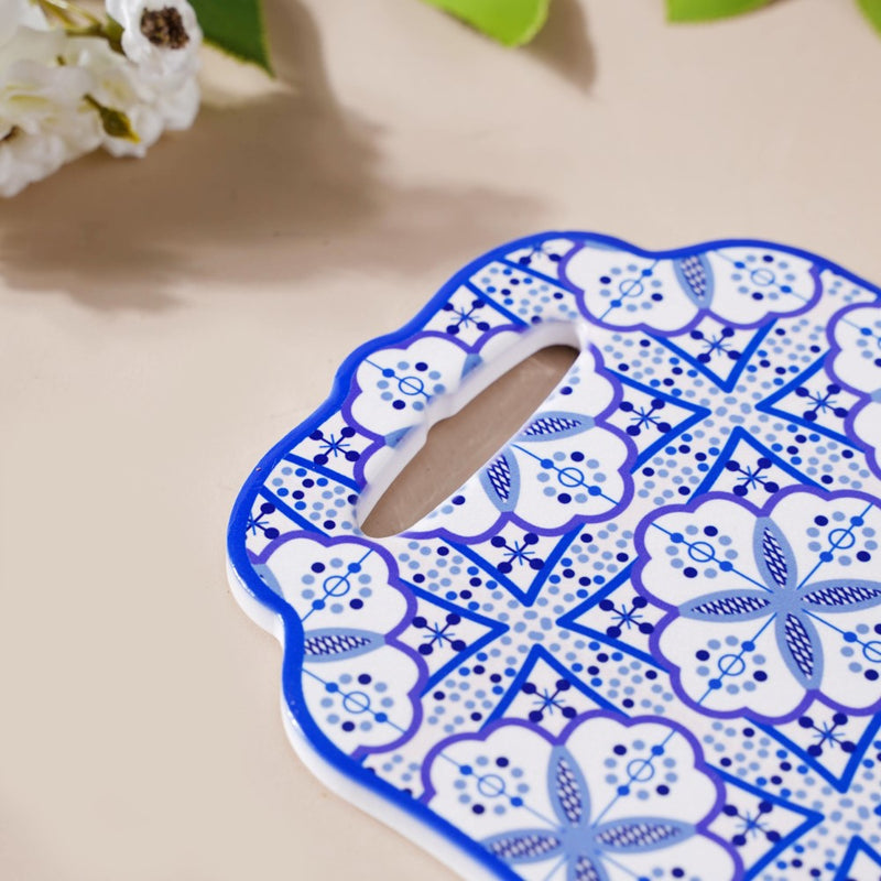 Turkish Ceramic Trivet Blue And White 8 Inch - Ceramic platter, serving platter, fruit platter | Plates for dining table & home decor