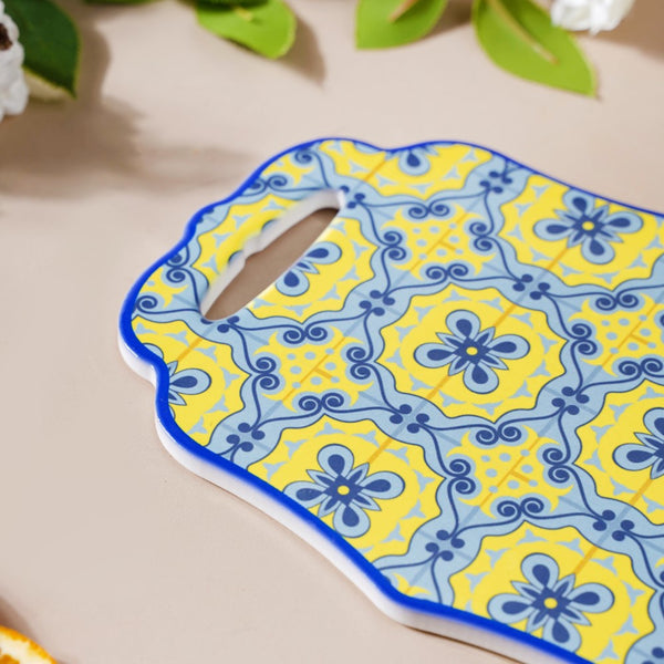 Fiesta Spanish Ceramic Platter Yellow Blue 8 Inch