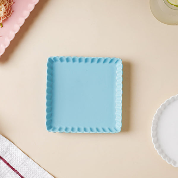 Blue Muffin Square Snack Dish 6 Inch - Baking Tray