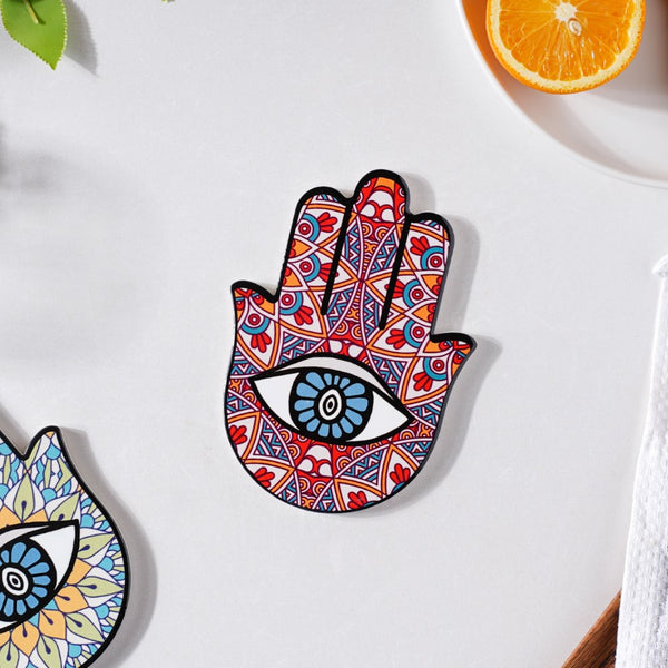 Traditional Red Healing Hamsa Hand Coaster