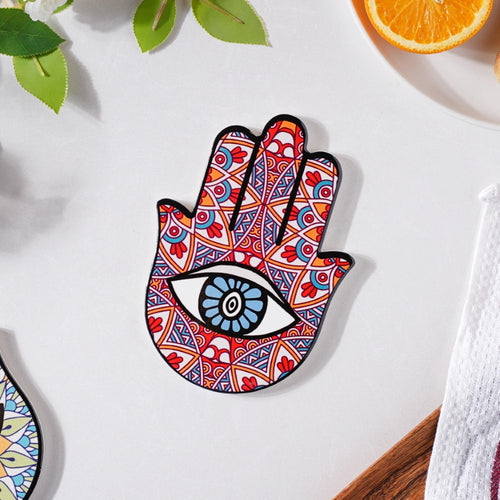 Traditional Red Healing Hamsa Hand Coaster