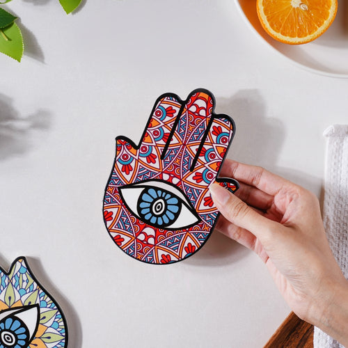 Traditional Red Healing Hamsa Hand Coaster