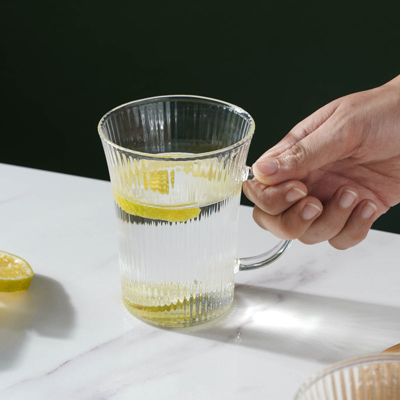 Lined Glass Tea Cup Set Of 2- Mug for coffee, tea mug, cappuccino mug | Cups and Mugs for Coffee Table & Home Decor