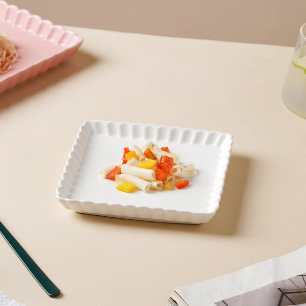 Snow White Square Snack Dish 6 Inch - Baking Tray