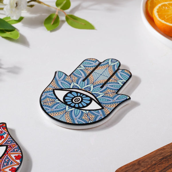 Hamsa Hand Coaster Blue