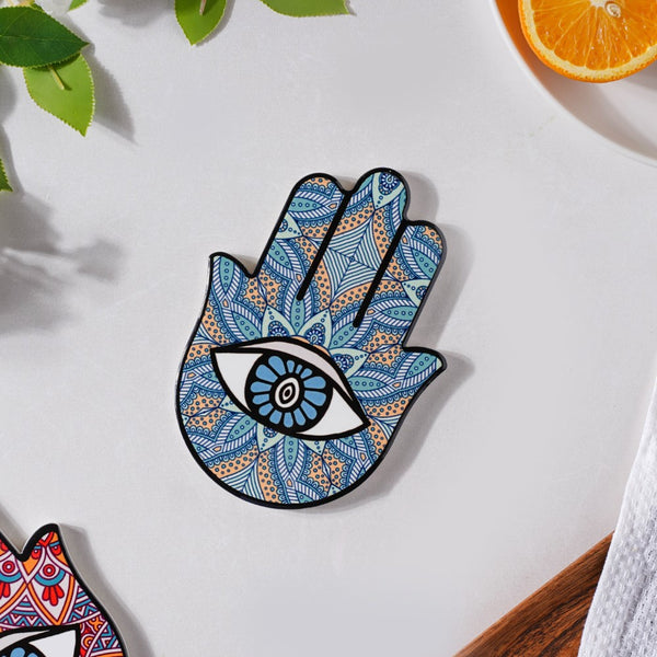 Hamsa Hand Coaster Blue