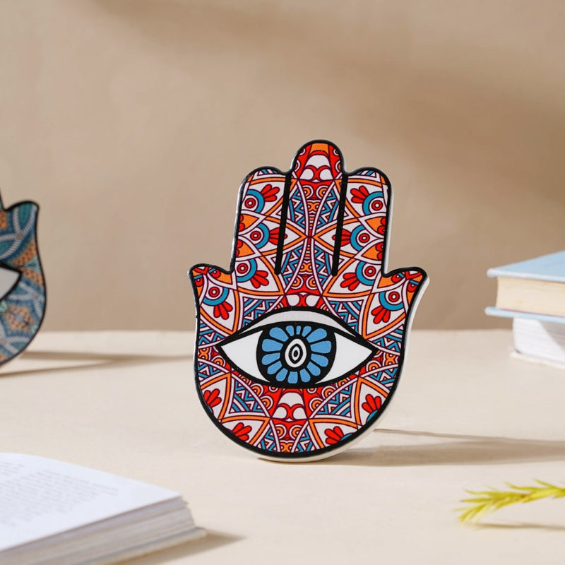 Red Healing Hamsa Hand Decor With Stand - Showpiece | Home decor item | Room decoration item