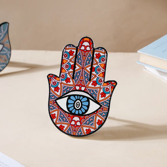 Red Healing Hamsa Hand Decor With Stand - Showpiece | Home decor item | Room decoration item