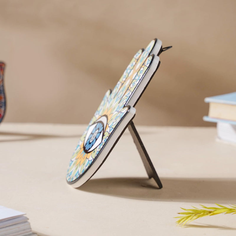 Green Hamsa Hand Decor With Stand Blue - Showpiece | Home decor item | Room decoration item