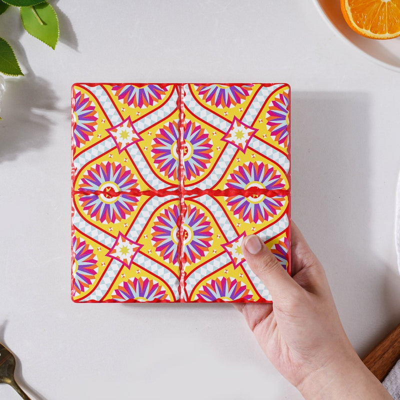 Yellow Grace Zellij Art Square Ceramic Tiled Trivet