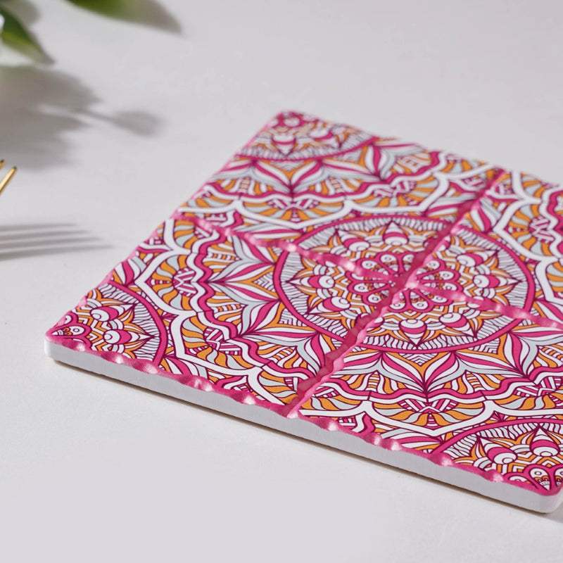 Peppy Pink Floral Zellij Art Square Ceramic Tiled Trivet