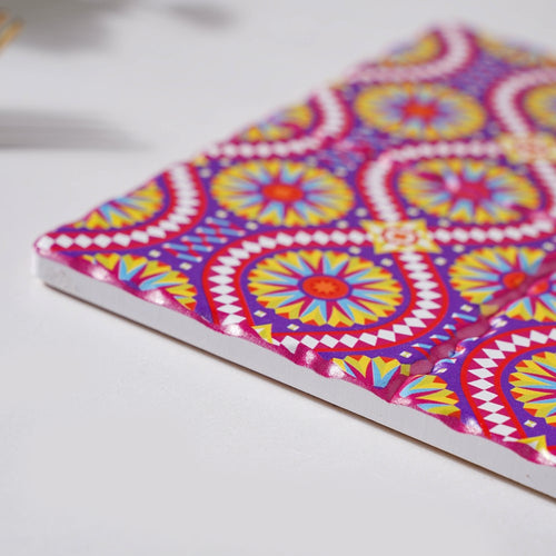 Popping Pink Patterned Zellij Art Square Ceramic Tiled Trivet