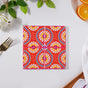 Ornate Orange Zellij Art Square Ceramic Tiled Trivet