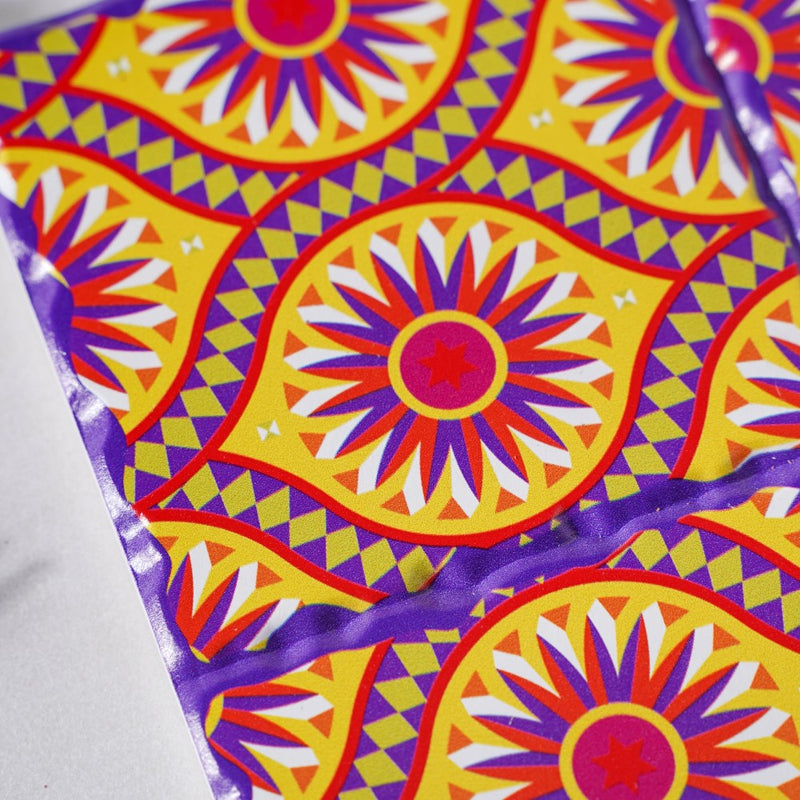 Sunny Yellow And Pink Floral Zellij Art Square Ceramic Tiled Trivet