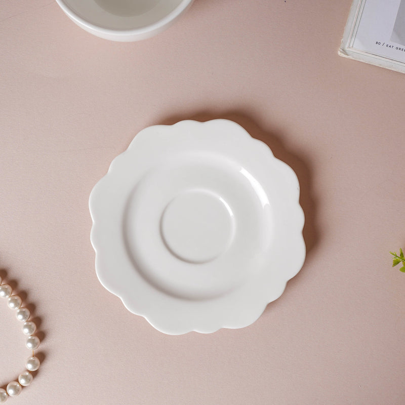 Riona Flower Cup And Plate Set White- Tea cup, coffee cup, cup for tea | Cups and Mugs for Office Table & Home Decoration