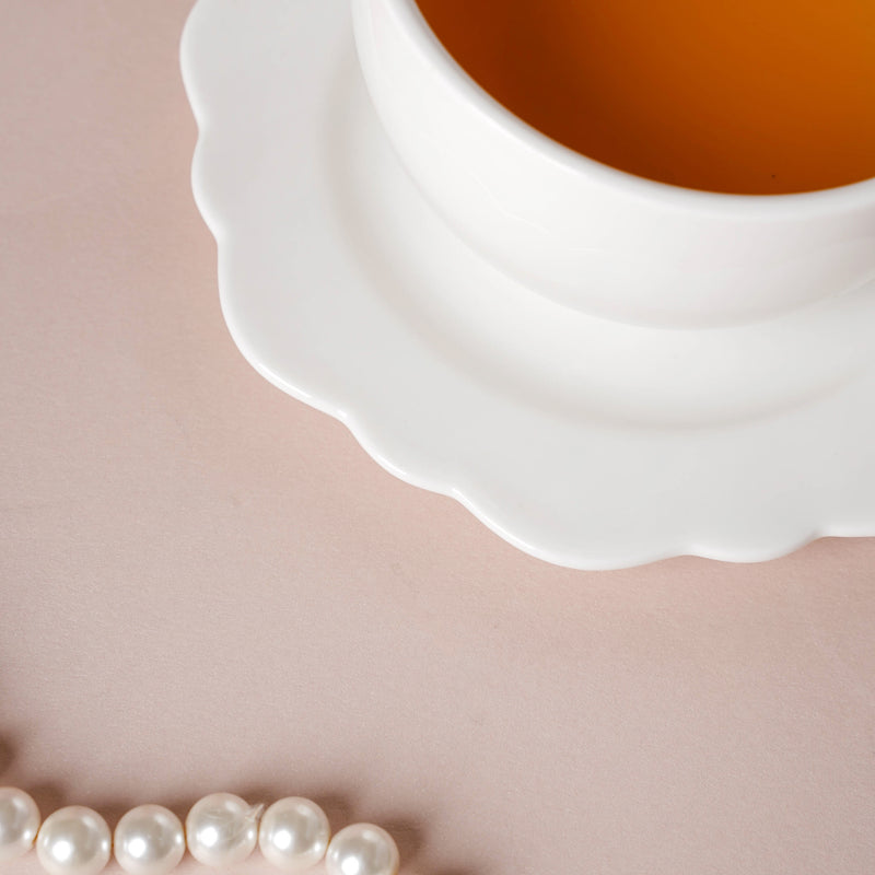 Riona Flower Cup And Plate Set White- Tea cup, coffee cup, cup for tea | Cups and Mugs for Office Table & Home Decoration